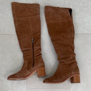 French Connection Tall Suede Over-the-Knee Boots in Tan